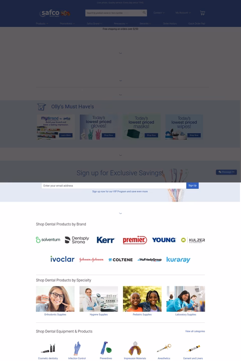 Safco-Dental-Supply Homepage 1440px