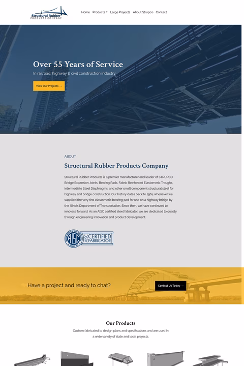 Structural-Rubber-Products-Co Homepage 1440px