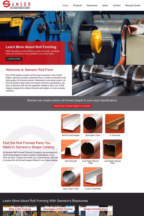 Samson-Roll-Formed-Products-Co Homepage 1440px
