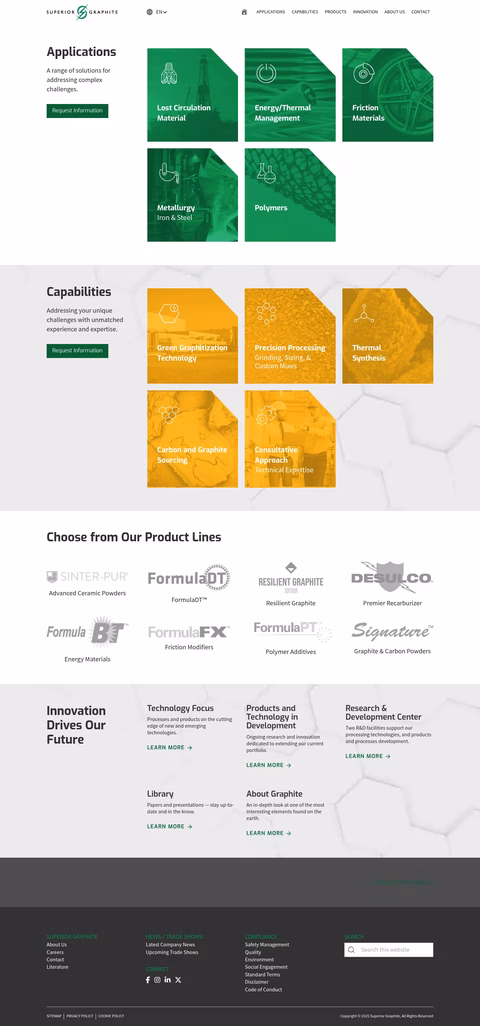 Superior-Graphite-Company Homepage 1440px