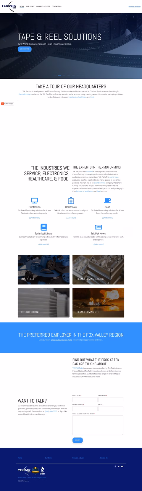 Tek-Pak-Inc Homepage 1440px