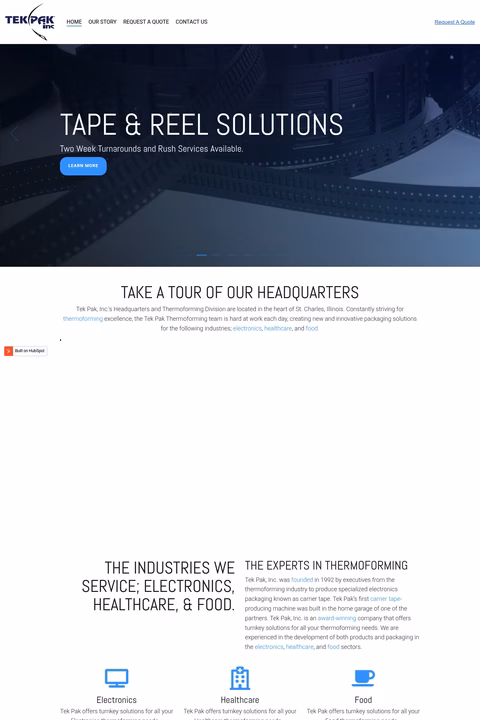 Tek-Pak-Inc Homepage 1440px