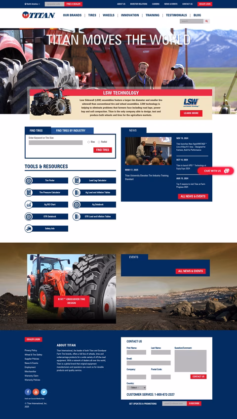 Titan-International Homepage 1440px