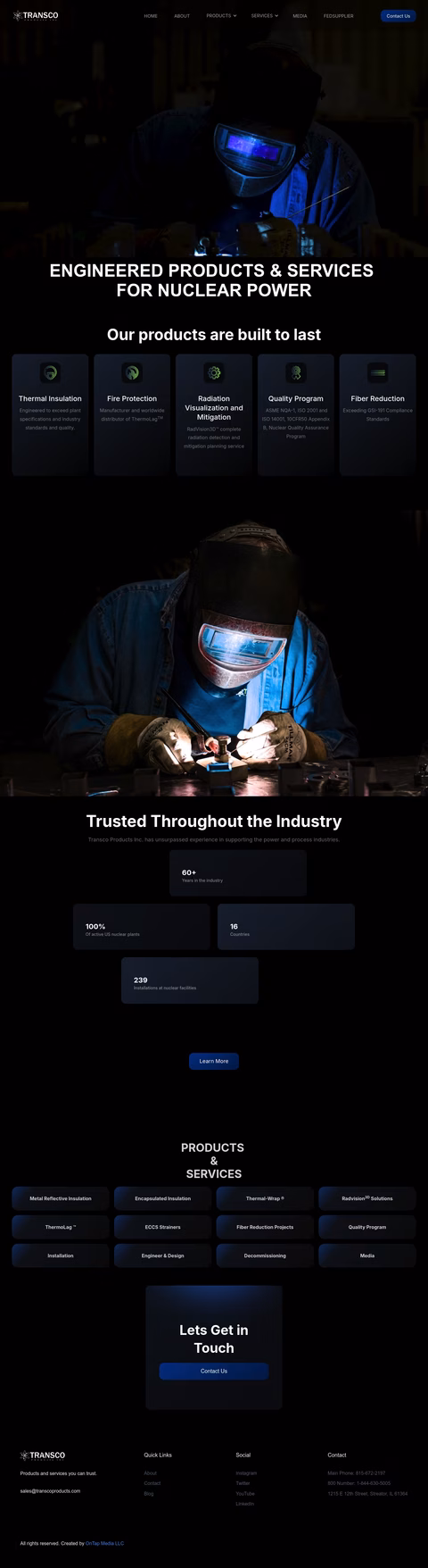 Transco-Products Homepage 1440px