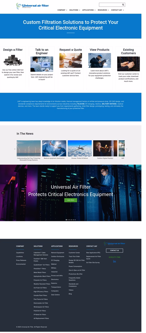 Universal-Air-Filter Homepage 1440px