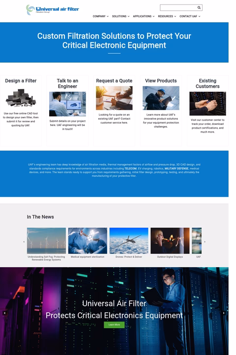 Universal-Air-Filter Homepage 1440px
