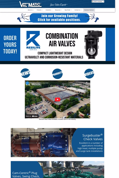 Val-Matic-Valve-Manufacturing-Corporation Homepage 1440px