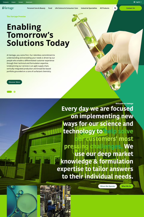 Vantage-Performance-Materials Homepage 1440px