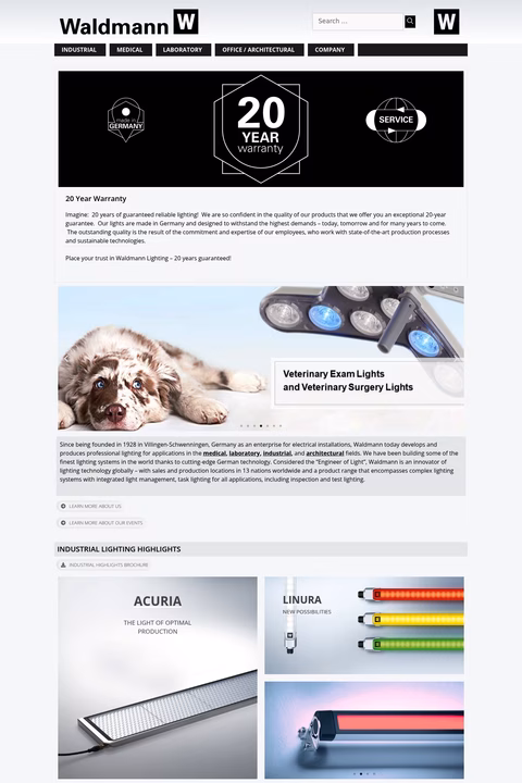 Waldmann-Lighting Homepage 1440px