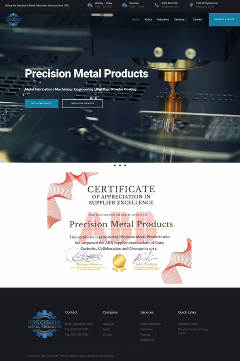 Precision-Metal-Products-Inc Homepage 1440px