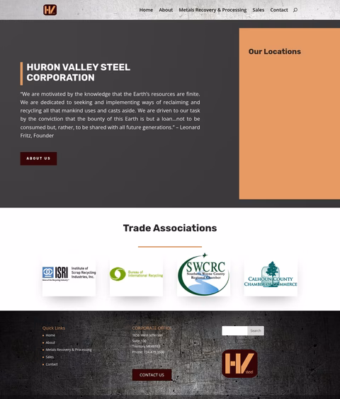 Huron-Valley-Steel-Corporation Homepage 1440px