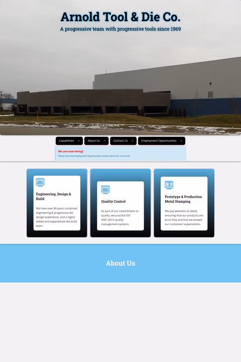 Arnold-Tool-Die Homepage 1440px