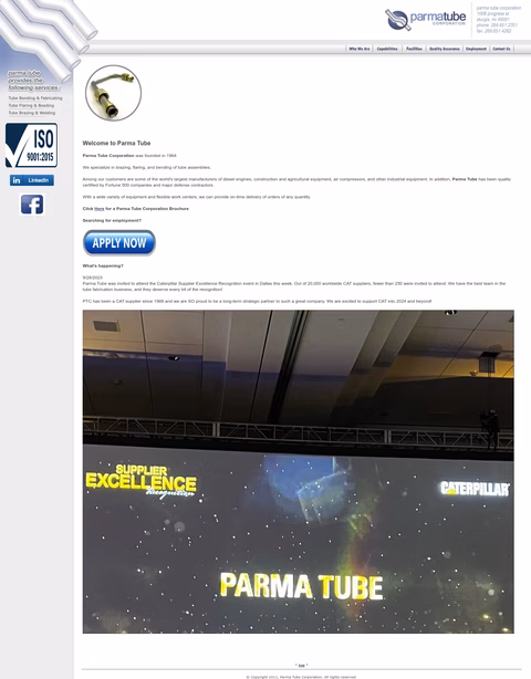 Parma-Tube-Corporation Homepage 1440px