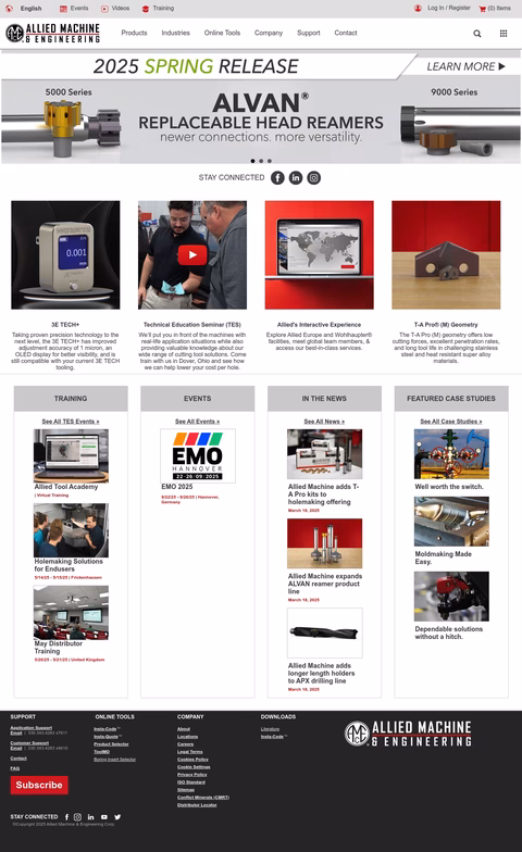 Allied-Machine-And-Engineering Homepage 1440px