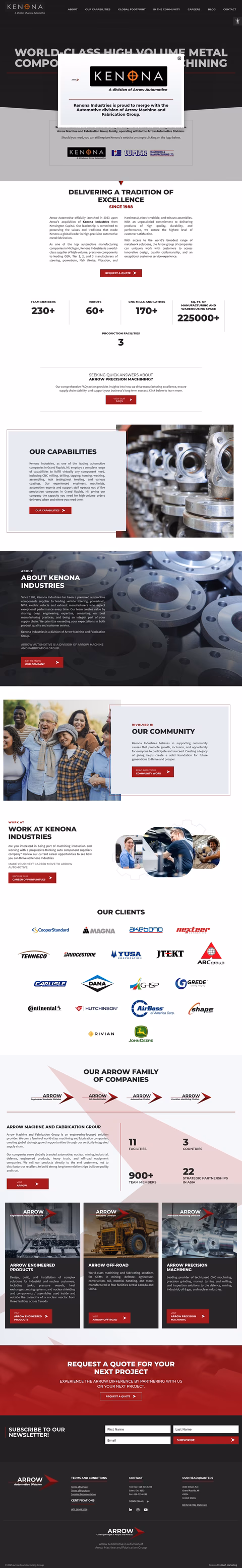 Arrow-Manufacturing-Group Homepage 1440px