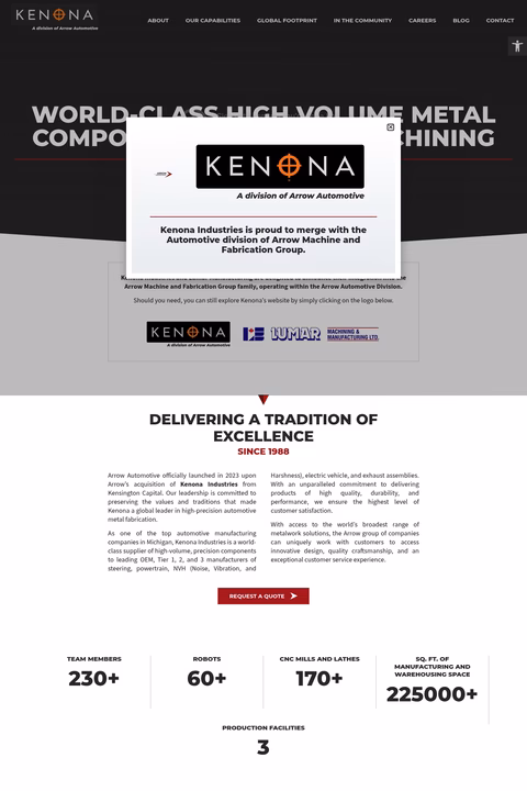 Arrow-Manufacturing-Group Homepage 1440px