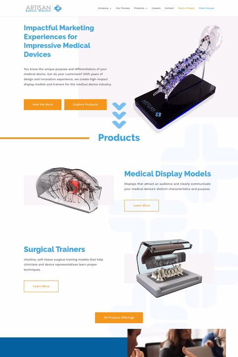 Artisan-Medical-Displays Homepage 1440px
