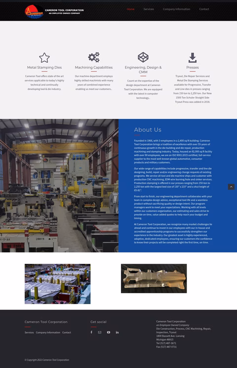 Cameron-Tool-Corporation Homepage 1440px