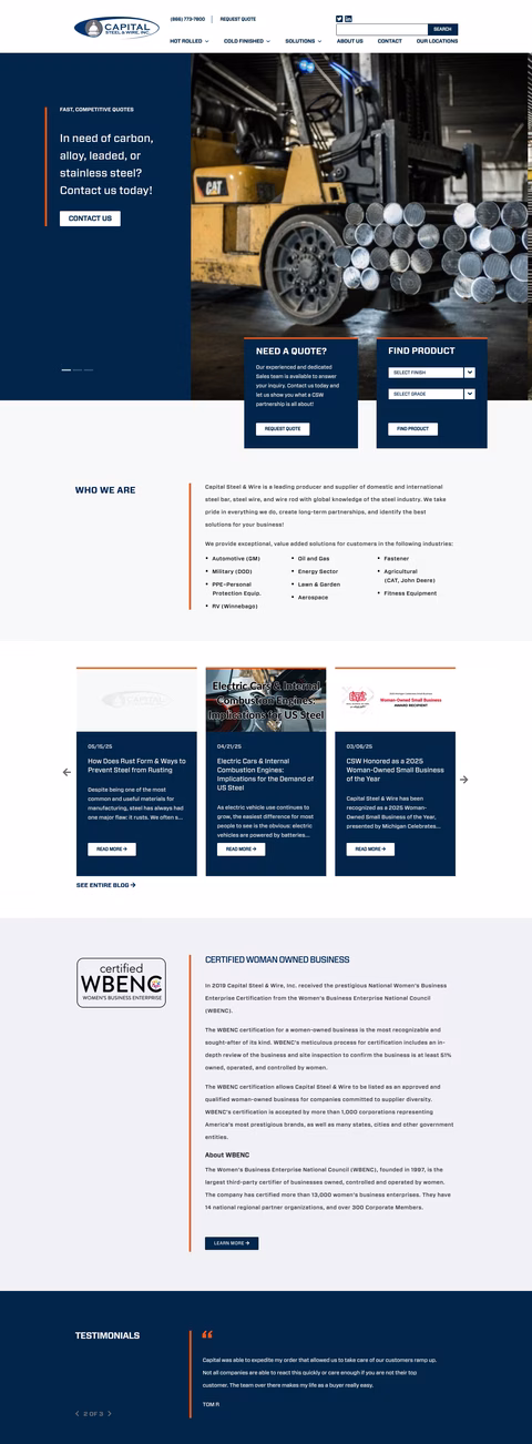 Capital-Steel-Wire Homepage 1440px
