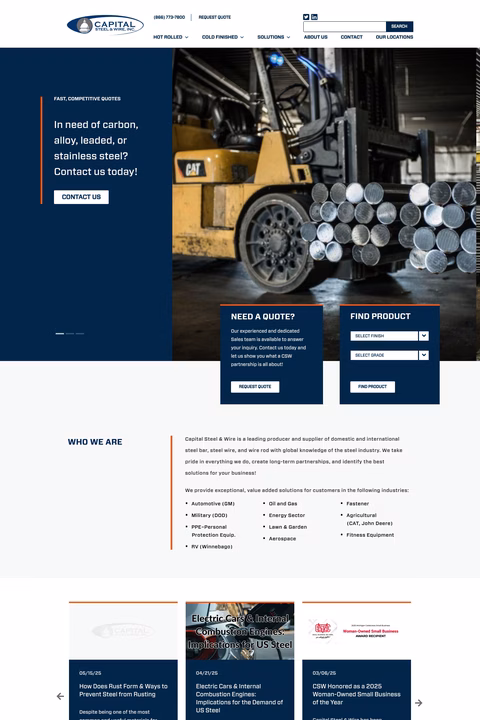 Capital-Steel-Wire Homepage 1440px