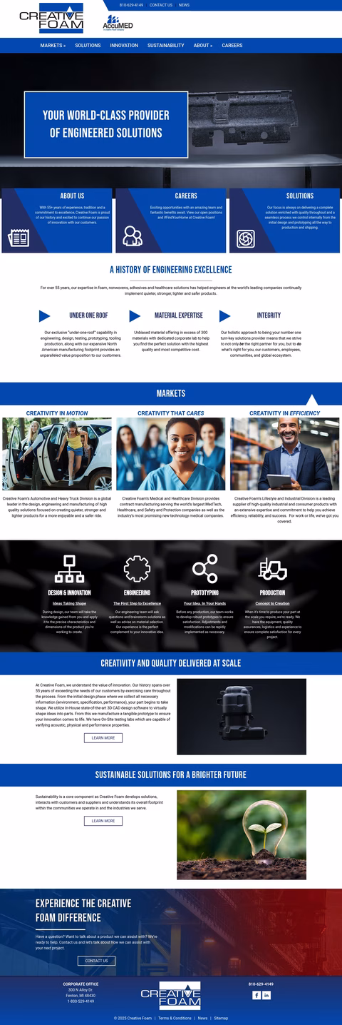 Creative-Foam-Corporation Homepage 1440px