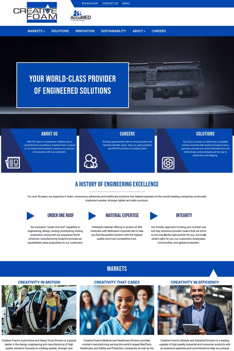 Creative-Foam-Corporation Homepage 1440px