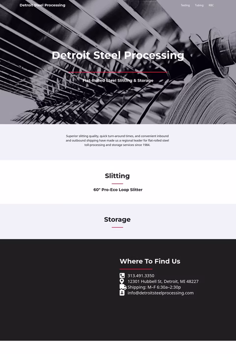 Detroit-Steel-Processing Homepage 1440px