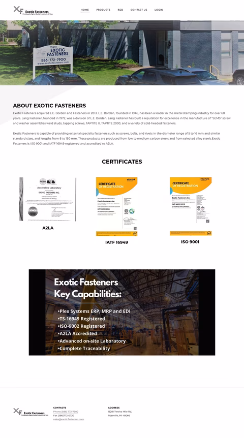 Exotic-Fasteners Homepage 1440px
