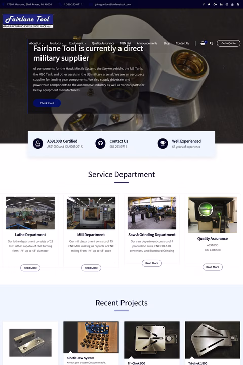 Fairlane-Tool-Company Homepage 1440px
