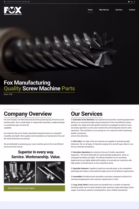 Fox-Manufacturing-Company Homepage 1440px