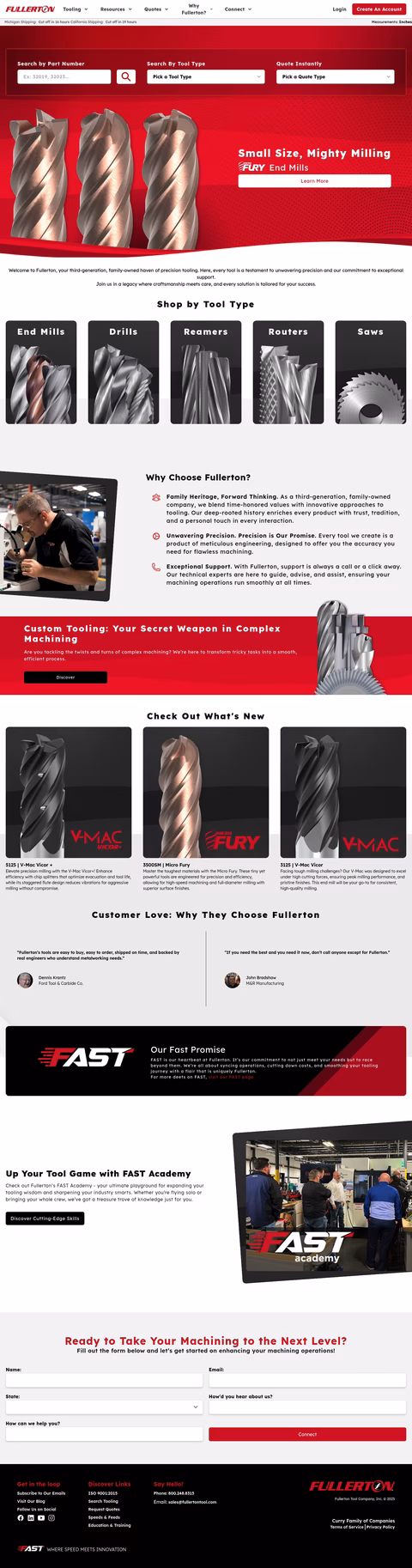 Fullerton-Tool-Company Homepage 1440px