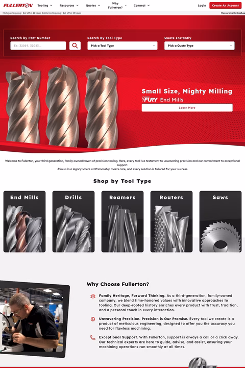 Fullerton-Tool-Company Homepage 1440px
