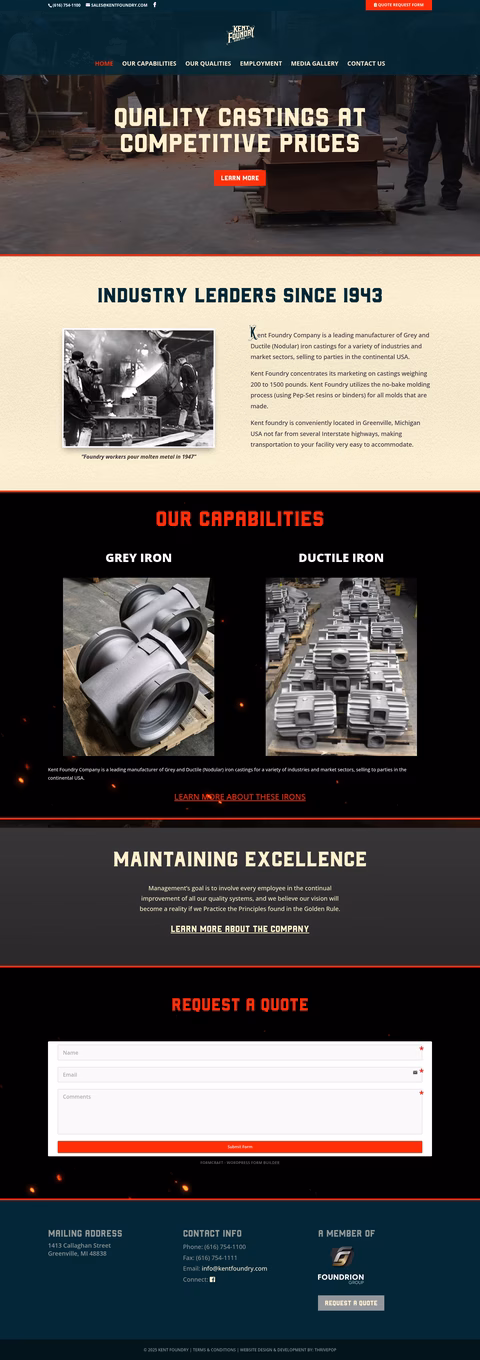 Kent-Foundry Homepage 1440px