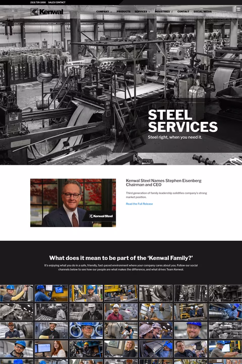 Kenwal-Steel-Corporation Homepage 1440px