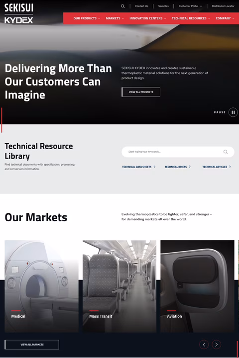 Sekisui-Kydex Homepage 1440px