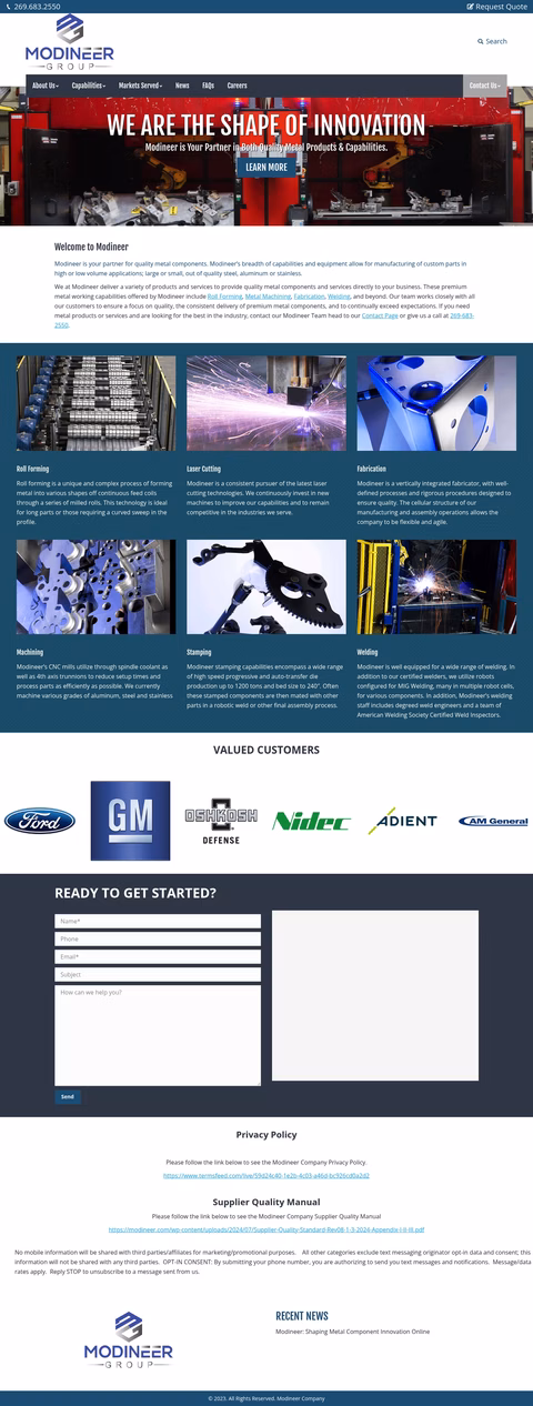 Modineer-Company Homepage 1440px