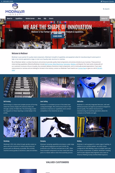 Modineer-Company Homepage 1440px