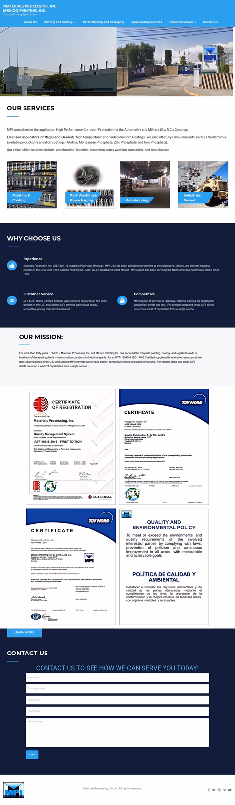 Materials-Processing-Inc Homepage 1440px