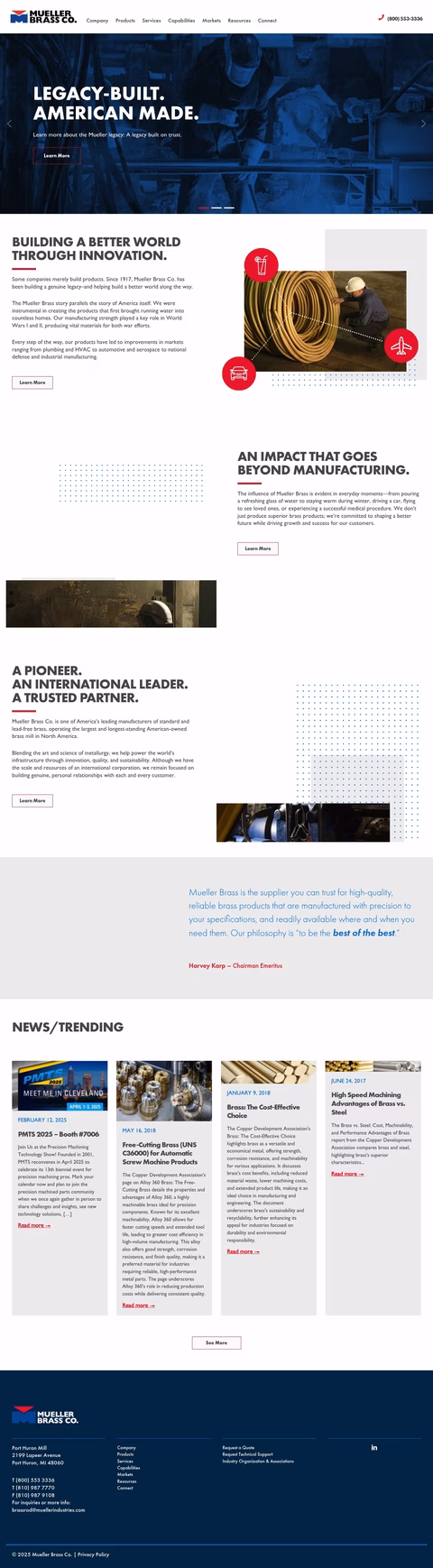 Mueller-Brass-Company Homepage 1440px