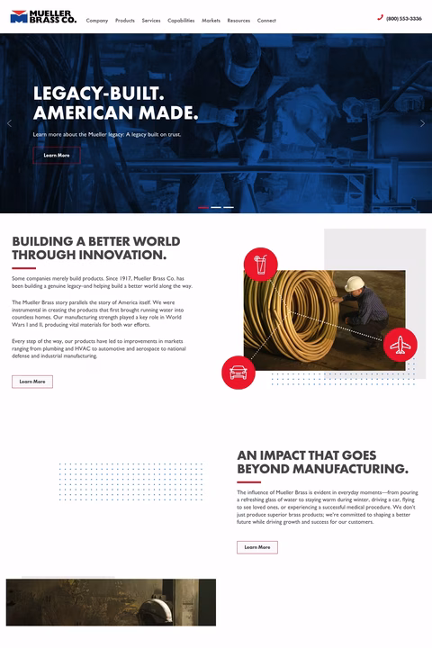 Mueller-Brass-Company Homepage 1440px