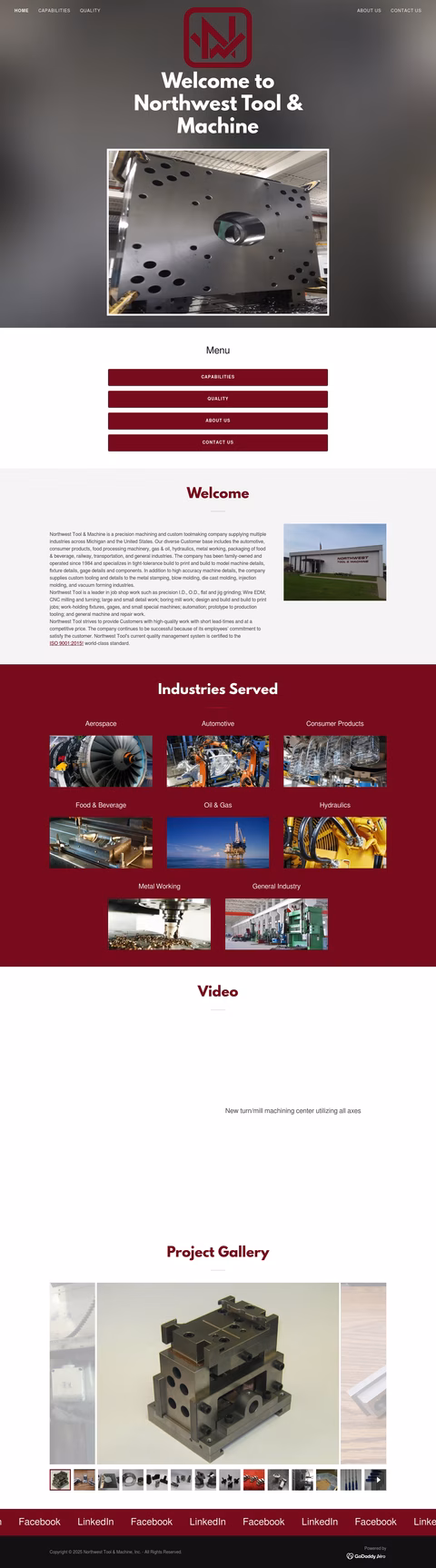 Northwest-Tool-Machine Homepage 1440px