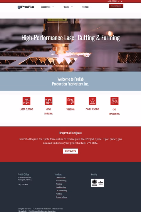 Profab-Production-Fabricators Homepage 1440px