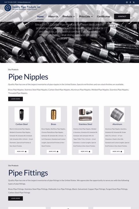 Quality-Pipe-Products Homepage 1440px