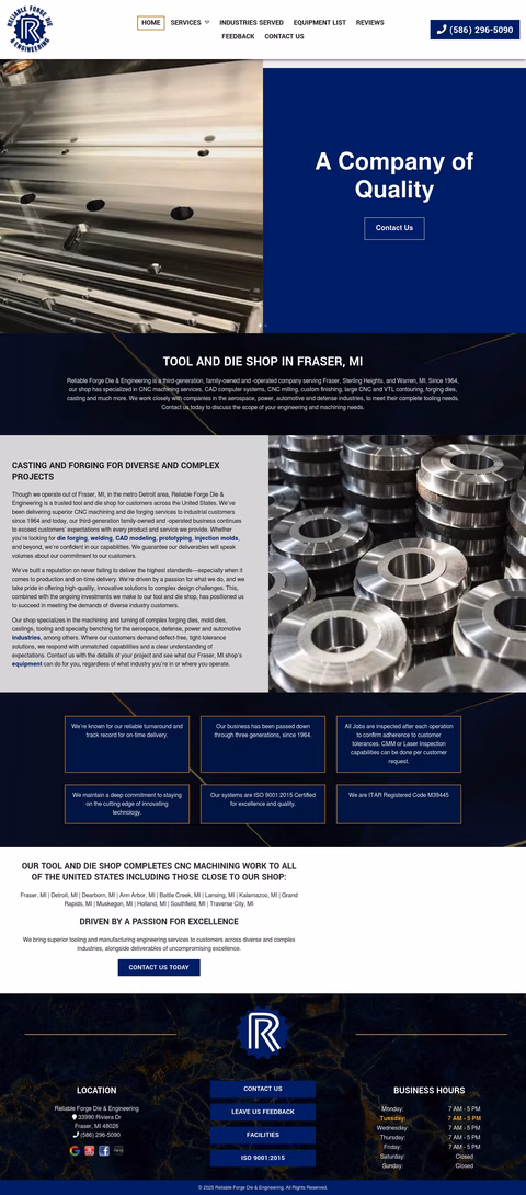 Reliable-Forge-Die-Engineering Homepage 1440px