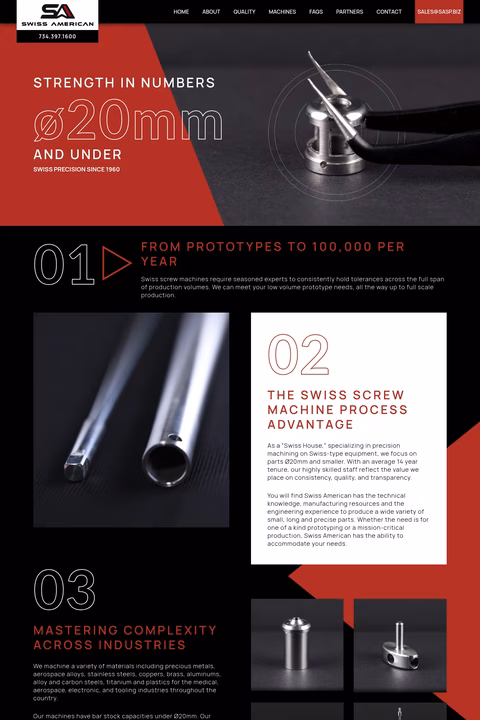Swiss-American-Screw-Products Homepage 1440px