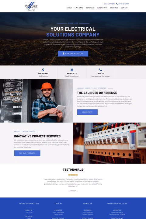 Salinger-Electric-Company Homepage 1440px