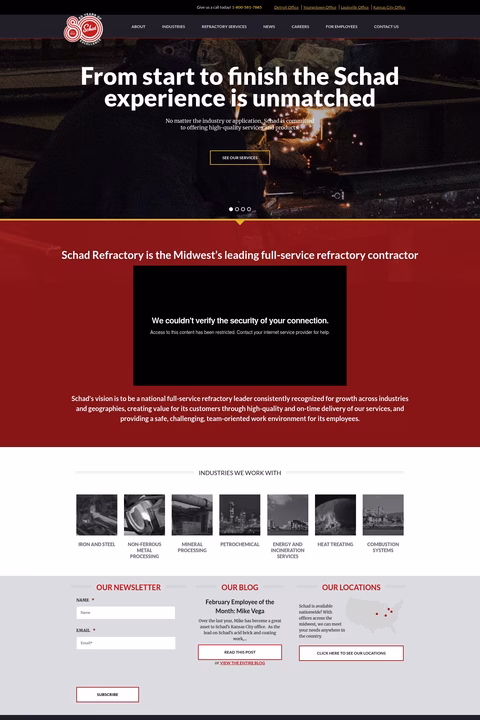 Schad-Refractory-Construction-Company Homepage 1440px