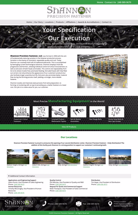 Shannon-Precision-Fastener Homepage 1440px