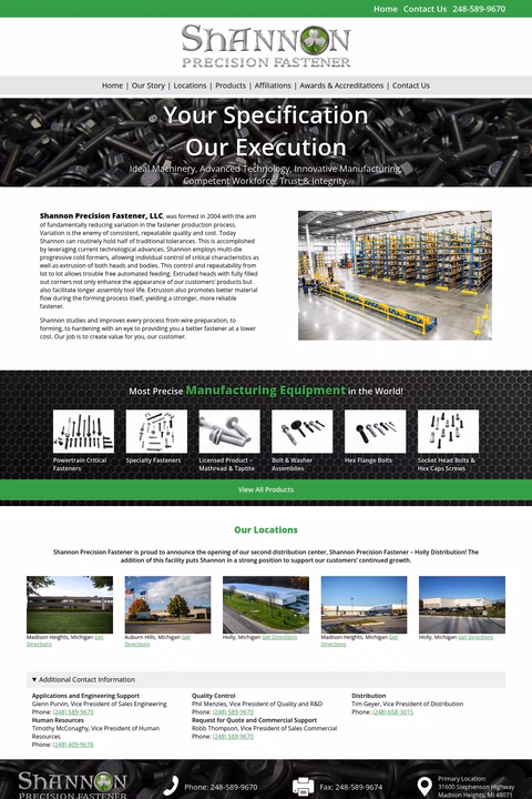 Shannon-Precision-Fastener Homepage 1440px