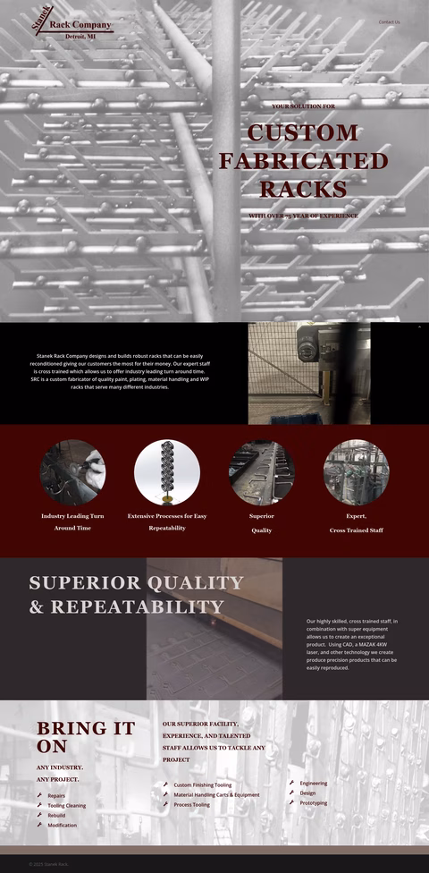 Stanek-Rack-Company Homepage 1440px